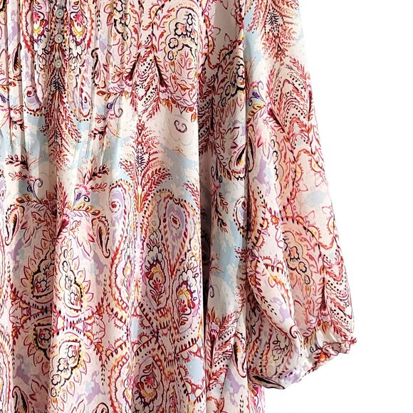 Rose & Olive Womens V-Neck Peasant Sleeve Top Size 2X Multicolor Paisley Boho - Picture 4 of 10